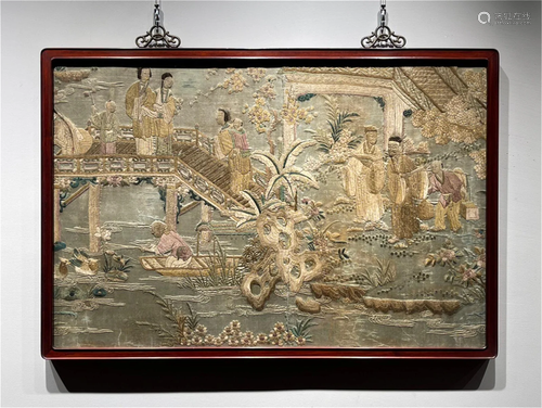 A CHINESE SUZHOU EMBROIDERY FIGURE STORY