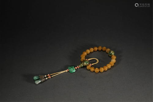 A CHINESE TOURMALINE EIGHTEEN BEADS PRAYERS BEADS