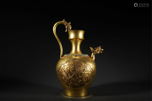 A CHINESE GILDING PHOENIX HEAD EWER