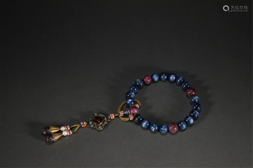 A CHINESE KYANITE EIGHTEEN BEADS PRAYERS BEADS