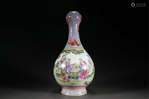 A CHINESE FAMILLE ROSE PORCELAIN FIGURE STORY VIEWS VASE