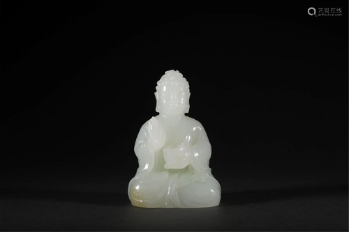 A CHINESE JADE FIGURE OF BUDDHA STATUE