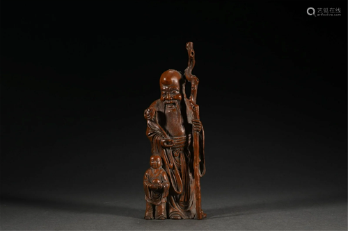 A CHINESE BAMBOOCARVING FIGURE OF BUDDHA STATUE