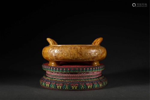 A CHINESE SOAPSTONE BEAST CENSER