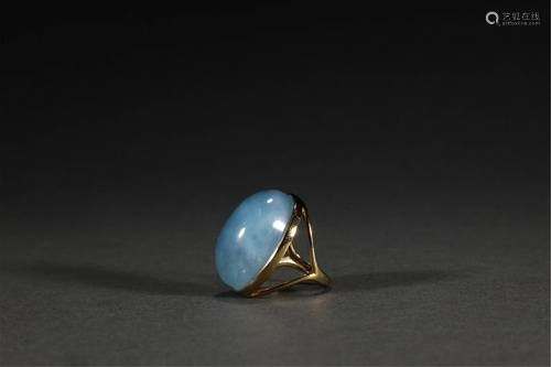 A CHINESE AQUAMARINE RING