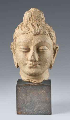 A Gandhara gray stone head of a Buddha. Pakistan. 2nd/3rd ce...