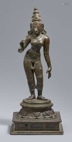 A fine bronze figure of Bhudevi or Parvati. Southern India, ...