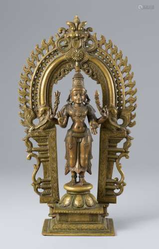 A Kerala copper alloy altar of Shiva. Central India, Maharas...