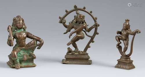 Three Southern India copper alloy figures of deities. 17th/1...