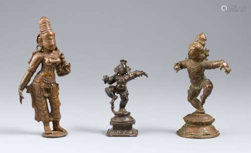 Three Southern India copper alloy bronze figures. 15th/19th ...