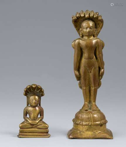 Two copper alloy Jain figures. Western India, Gujarat. 15th/...