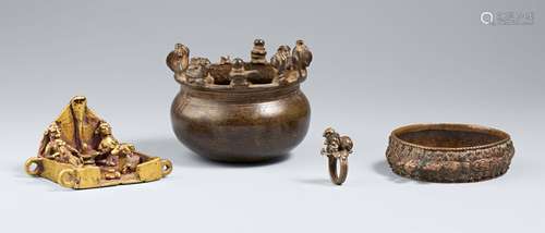 Four copper alloy pieces. Central and Southern India. 19th/2...