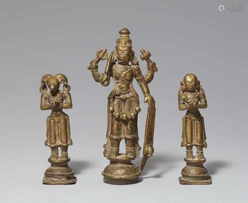 An Indian copper alloy figure group of Virabhadra. Maharasht...