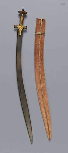 A North Indian Mughal sword (tulwar) with scabbard. 18th/19t...