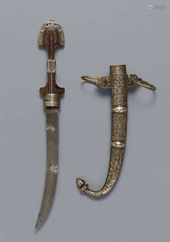 A Maroccan jambiya/kinjal with scabbard. 19th century