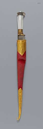 A North Indian kard or pesh kab with scabbard. 19th century