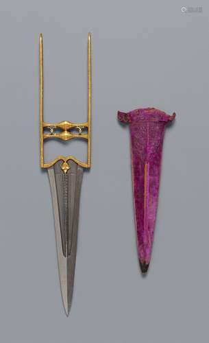 An Indian punch dagger (katar) with scabbard. 19th century o...