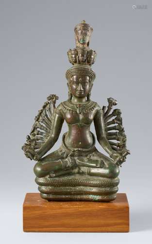 A Lopburi bronze figure of Prajnaparamita. Thailand, probabl...