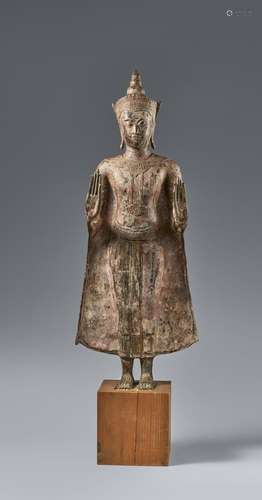 An Ayutthaya bronze figure of a crowned and bejewelled Buddh...