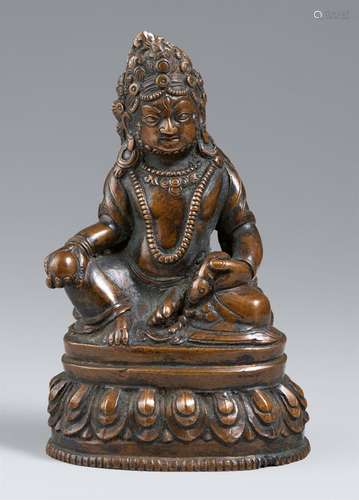 A Tibetan or Monolian bronze figure of Kubera. 17th/18th cen...