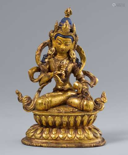 A Sinotibetan gilt bronze figure of Vajrasattva. 19th/20th c...