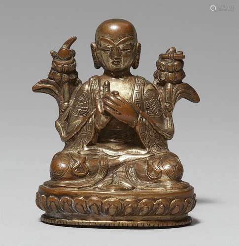 A Sinotibetan gilt bronze figure of Tsongkhapa. 19th/20th ce...