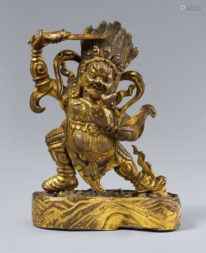 A Sinotibetan gilt bronze figure of Mahakala. 19th century