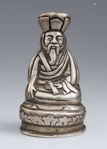 A small Bhutanese silver figure of Ngawang Namgyal. 18th/19t...