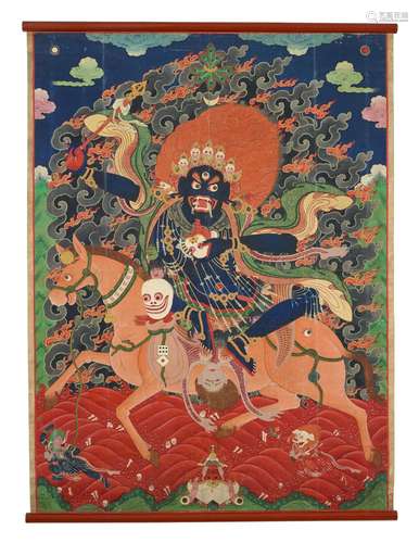 A Large Thanka of Palden Lhamo. Tibet. 19th century