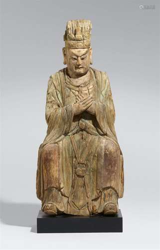 A wood figure of a Daoist emperor. Probably Ming dynasty