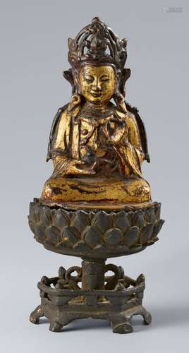 A lacquered and gilt bronze figure of a bodhisattva. 17th/18...