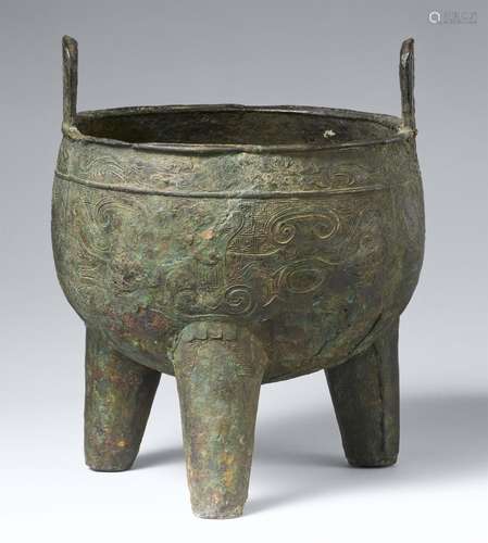 A large bronze ritual vessel of ding type. Ming dynasty