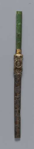 A slender knife with scabbard. 18th/19th century