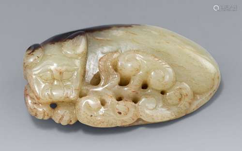 A large grey jade pendant or toggle. Probably Qing dynasty