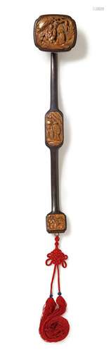 A zitan wood and bamboo ruyi sceptre. Early 20th century