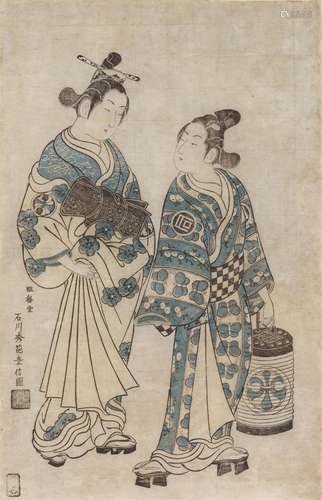 Hosoban. Theatre scene. Courtesan Osome (Segawa Kikujirô I) ...