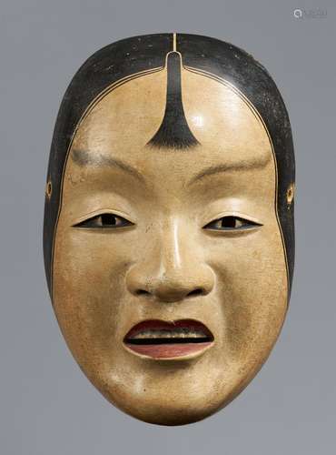 A polychromed wood nô mask. 18th century