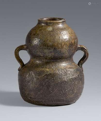 A double-gourd-shaped vase. Possibly Bizen. Edo period