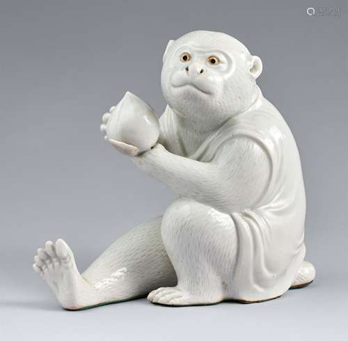 A Hirado okimono of a monkey. Mid-19th century