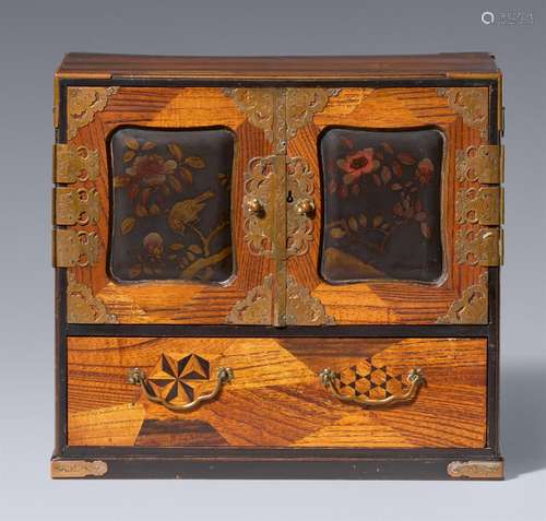 A small yosegi-zaiku cabinet. Late Edo period