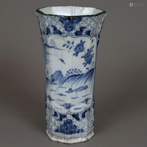 Trompetenvase - Delft, 2. H. 18. Jh., Fayence, kleisterblaue...