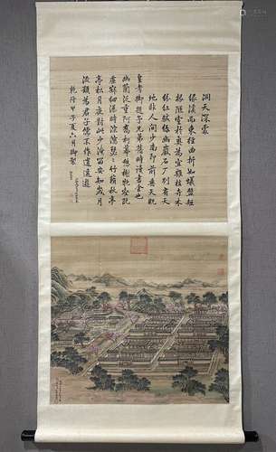 A SCROLL OF CHINESE THE OLD SUMMER PALACE PAINTING,TANG DAI ...