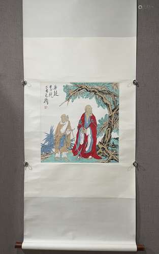 A SCROLL OF CHINESE BUDDA PAINTING,FAN YANG