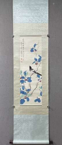 A SCROLL OF CHINESE BIRDS AND BLOSSOM PAINTING, YU FEI'AN