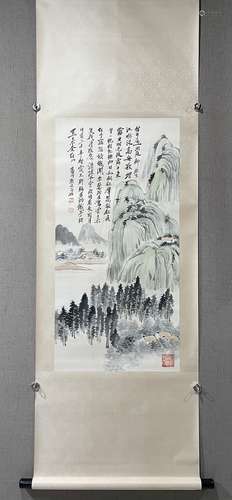 A SCROLL OF CHINESE LANDSCAPE PAINTING, QI BAISHI