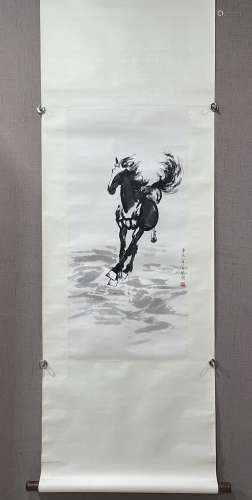 A SCROLL OF CHINESE HORSE PAINTING,XV BEIHONG