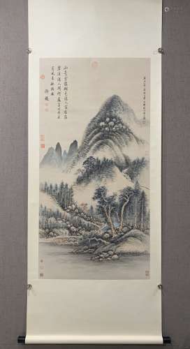 A SCROLL OF CHINESE LANDSCAPE PAINTING,HUANG LIWANG