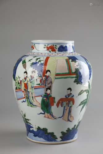 A WUCAI FIGURE AND STORY JAR