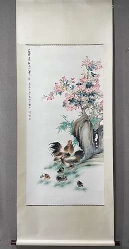 A SCROLL OF CHINESE BLOSSOM PAINTING, YAN BOLONG