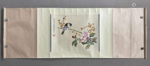 A CHINESE BIRDS AND FLOWER PAINTING,MEI LANFANG